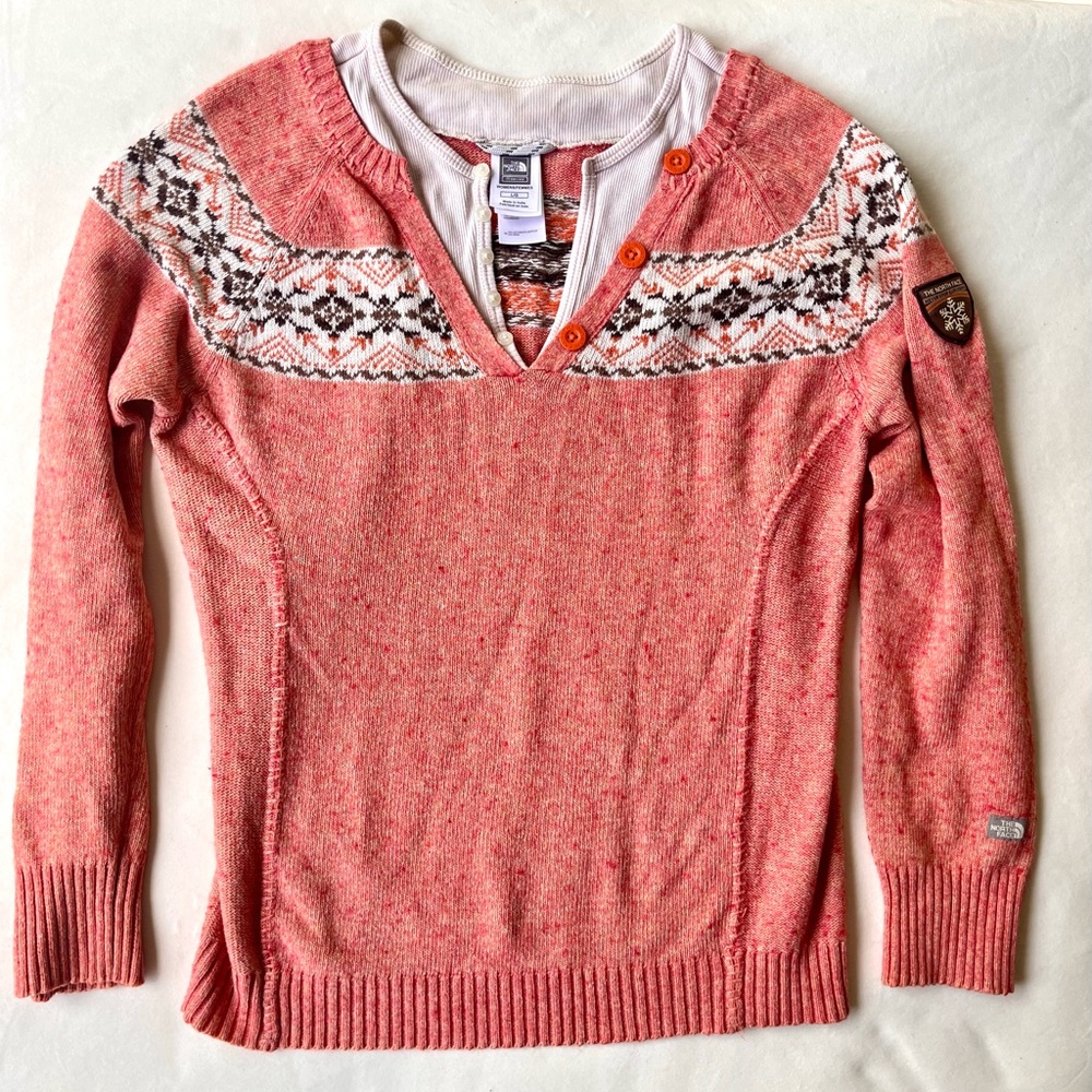 The North Face Never Stop Exploring Orange Nordic Knit Bohemian Sweater